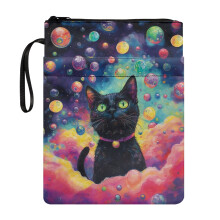 Cosmic Cat Dream Polyester Fabric Books Sleeve for Books Lovers - Gift Bag for Notebook Book Protection, 8.66 x 11.42