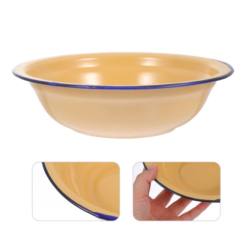 ULTNICE Enamel Soup Basin Enamel Anti-corrosion Tableware Restaurant 2Set