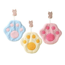 3pcs Cat Paw Hand Drying Puffs w/ Loop – Soft, Long-Fiber, 3 Colors, Compatible with Home & Kitchen