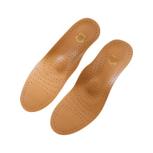 PU Leather Orthopedic Insoles for Flat Feet, Arch Support for Men and Women, Breathable and Sweat Absorbing, Odor Proof - Brown, Size 39