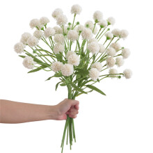 Under $5 Faux Silk Pompon Mums, Fake Mini Chrysanthemums with Stems for DIY Bouquets, Wedding Fillers, Centerpieces, Shower Decor – White