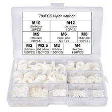 White Plastic Flat Washers Nylon Assortment Set 780 Pcs 9