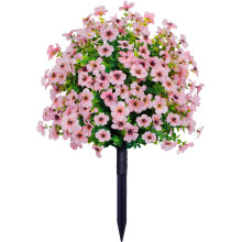 23.6" 2-Pack Artificial Violet Flowers with Ground Spikes & Stake – Faux Shrubs for Outdoor Porch, Patio, Wedding – Compatible with Garden