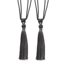 2 Pack Curtain Tiebacks Handmade Decorative Curtain Holdbacks Rope with Tassel- Dark ash
