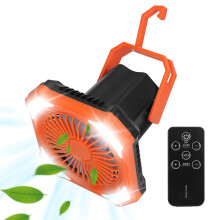 Portable Camping Lantern Fan 10000mAh Battery Powered Fan USB Rechargeable Tent Fan with Remote 4 Light Modes 3 Wind Modes Power Bank