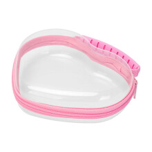 Heart-Shaped Clear Zipper Travel Storage Bag, 7"x5.3"x2", Toiletry & Cosmetic Pouch, Toy & Accessories Organizer
