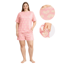 Damepyjamas 4XL Bomuld med korte ærmer, dejlige, løse shorts, bløde til sommeren