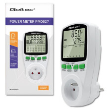 Qoltec Wattmeter Energiforbrugsmåler PM0627 med målehistorik | 3680W | 16A | LCD