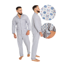 Herre flannel pyjamas XXXL lange ærmer og bukser med knapkrave, komfortabel