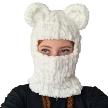 COMEET Beanie Hat, Bear Hat Panda Head Photo Props New Year Thick Halloween Hat Adults Kids Knitted Chenille Yarn Neck Warmer