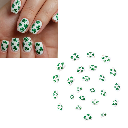 Modern White Press On Nail Short Square Style With Bright 1