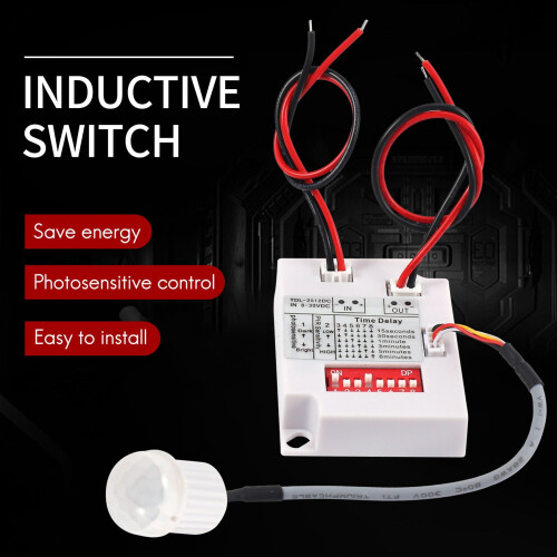 12V 24V PIR Motion Sensor Switch IR Infrared Human Induction Time Delay Relay Switch Corridor LED Light Timer Switch 2