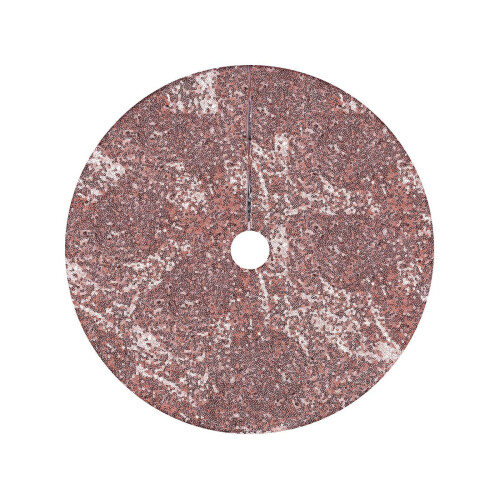 23.6" Rose Gold Polyester Christmas Tree Skirt with Sequins – Compatible with Most Trees