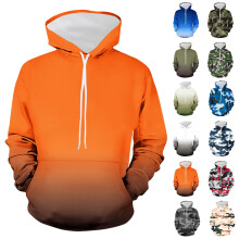 Geansaí Fada Muinchille Ócáideach le Hoodie do Fhir le Grádán agus Neamhshuíomh Priontáilte