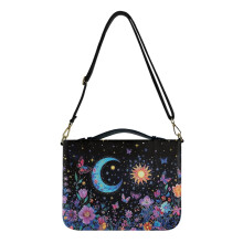 Colorful Moon/Sun/Star Bible Cover, Waterproof PU Leather, Lightweight with Handle & Zipper – Compatible with XL Bibles