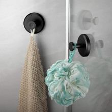 No-Drill Hooks Black Shower Hooks Matte Black Towel Hook Bathroom Glass Door Mirror For Hanging