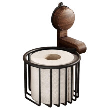 Suction Cup Walnut Paper Towel Holder, Retro Kitchen & Bathroom Organizer with Strong Suction Cup Black 1PCS