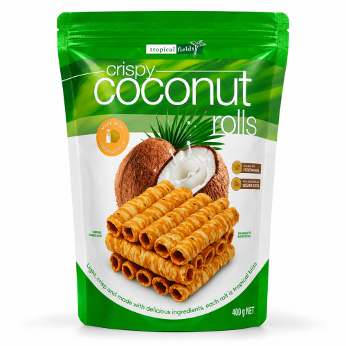 Tropical Fields Coconut Rolls Sesame 400g