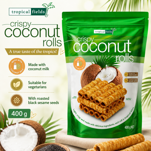 Tropical Fields Coconut Rolls Sesame 400g 1