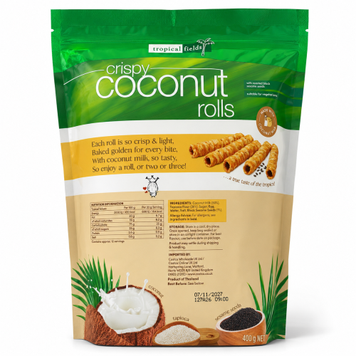 Tropical Fields Coconut Rolls Sesame 400g 2
