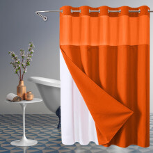 Plain Double Layers Large Ring Shower Curtain Reversible for Bathrooms Heavy Duty Polyester Fabric Partition Curtains