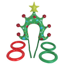 Inflatable Christmas Tree Ring Toss Game – PVC Holiday Set with 4 Rings, Outdoor Family Party Activity, 0.25 lbs
