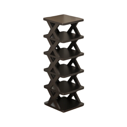 Folding Shoe Rack Black Sturdy Plastic Compact 1-Tier 1