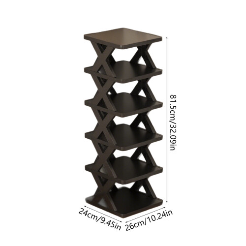 Folding Shoe Rack Black Sturdy Plastic Compact 1-Tier 2