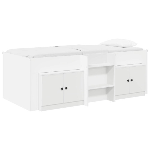 VidaXL vidaXL Loft Bed Frame with Cabinet 3 pcs White Engineered Wood 1