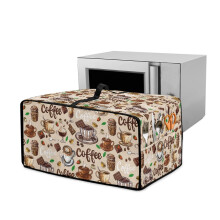 Khaki Coffee Chocolate Print Toaster Oven Cover, 18.5"x14.5"x9", Stain-Resistant Polyester, Top Handle, Dust Protective Case
