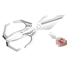 Seattleget Heavy-Duty 2-in-1 Kitchen Shears for Bones, Poultry, Fish, Roots & Walnuts – Ergonomic, Silver