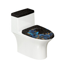 Butterfly Rose Pattern Comfortable and Practical 2 Pcs Set Bathroom Seat Covers, Elastic Bottom Polyester Toilet Lid Covers & Dust-Proof, Washable