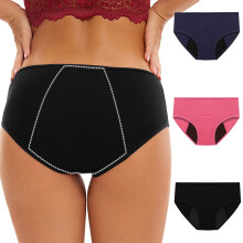 3 Pack Women's Period Underwear, Plus Size Leakproof Panties, Breathable Comfortable Overnight Period Panties, Anti-Side Leak