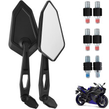 ETEREAUTY 1 Pair Rear View Mirrors for Motorcycle Clear Vision Adjustable PP for Daily Use