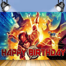 Cartoon Flash Birthday Backdrop Banner Party Supplies Happy Birthday Party Decorations 83''59''