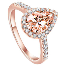 Sterling Silver Moissanite & Zircon Wedding Ring for Women – Round/Oval Cut, Rose Gold, Size 8, Compatible with 925 Silver