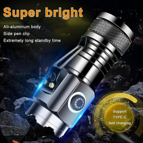 3LED Flashlight Handheld Ultra Bright Powerful USB Rechargable Outdoor Torch 2