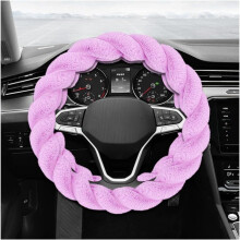 Fluffy15" Antislip Stuurwielhoes – Gedraaide Pluche Beschermer, Comfortabele Luxe Interieurdecoratie voor Vrouwen & Meisjes (Groen)