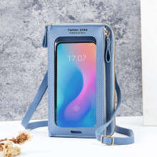 Dotyková crossbody taška na telefón s priehľadným okienkom, dámska mini taška na telefón s USB nabíjacím portom a slotmi na karty na cesty,