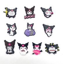 10 darabos Kuromi PVC cipődísz csomag, ismétlésmentes aranyos rajzfilm cipődíszek unisex méretben