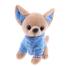 (Blue) Xmas Plush Baby Toy Soft Chihuahua Toys Birthday Present Stuffed Dog for Doll