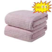 Serviettes de bain, lot de 2, velours corail 75 x 35 cm, très grandes, légères, douces, à séchage rapide, ultra-absorbantes, idéales pour la