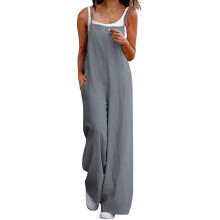 Women's Petite Floral Sleeveless Baggy Rompers – Loose Fit Lounge Jumpsuits, Compatible with 2024 Party Styles, Gray S