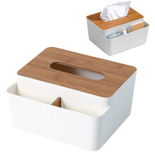 Boîte à mouchoirs en plastique rectangulaire avec rangement intégré pour salle de bain, salon, cuisine et maison.