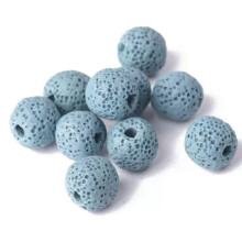 Round Colorful Lava Stone 6mm 8mm 10mm 12mm 14mm 16mm Loose Pelelith Beads Lot-Light Blue-12mm 10pcs