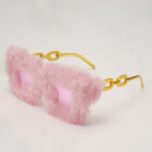 (Blue)Unisex Plush Square Glasses With Chain Detail For Stylish Outfits Summer