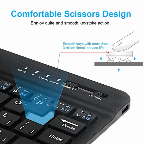 Bluetooth Keyboard Mini Keyboard 200mAh Rechargeable Keyboard Wireless Gaming Keyboard for PC Laptop Tablet Android iOS Windows 2
