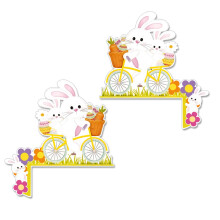 2-Piece Wooden Easter Letter Set, Bunny Themed Alphabet Blocks, Colorful Spring Decor Pair for Door, Mantle or Gift A 2PC