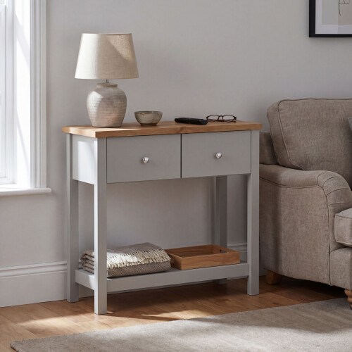 Vida Designs (Grey & Oak) Arlington 2 Drawer Console Table Hallway Storage