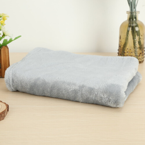 Coral Fleece Blankets Plush Solid Color Blankets Universal Thick Blankets for Sofa Couch-Grey,70x100cm 2